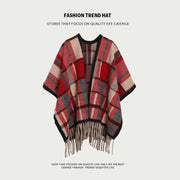 Super Thick Plaid Cape Coat for Women