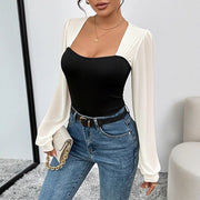 Elegant Square Neck Long-Sleeve Knitted Jumpsuit
