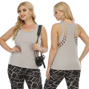 Casual Gray Women's Polyester Vest T-shirt