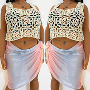 Plus-size Halter Top for Women - Elegant Crochet Short Top
