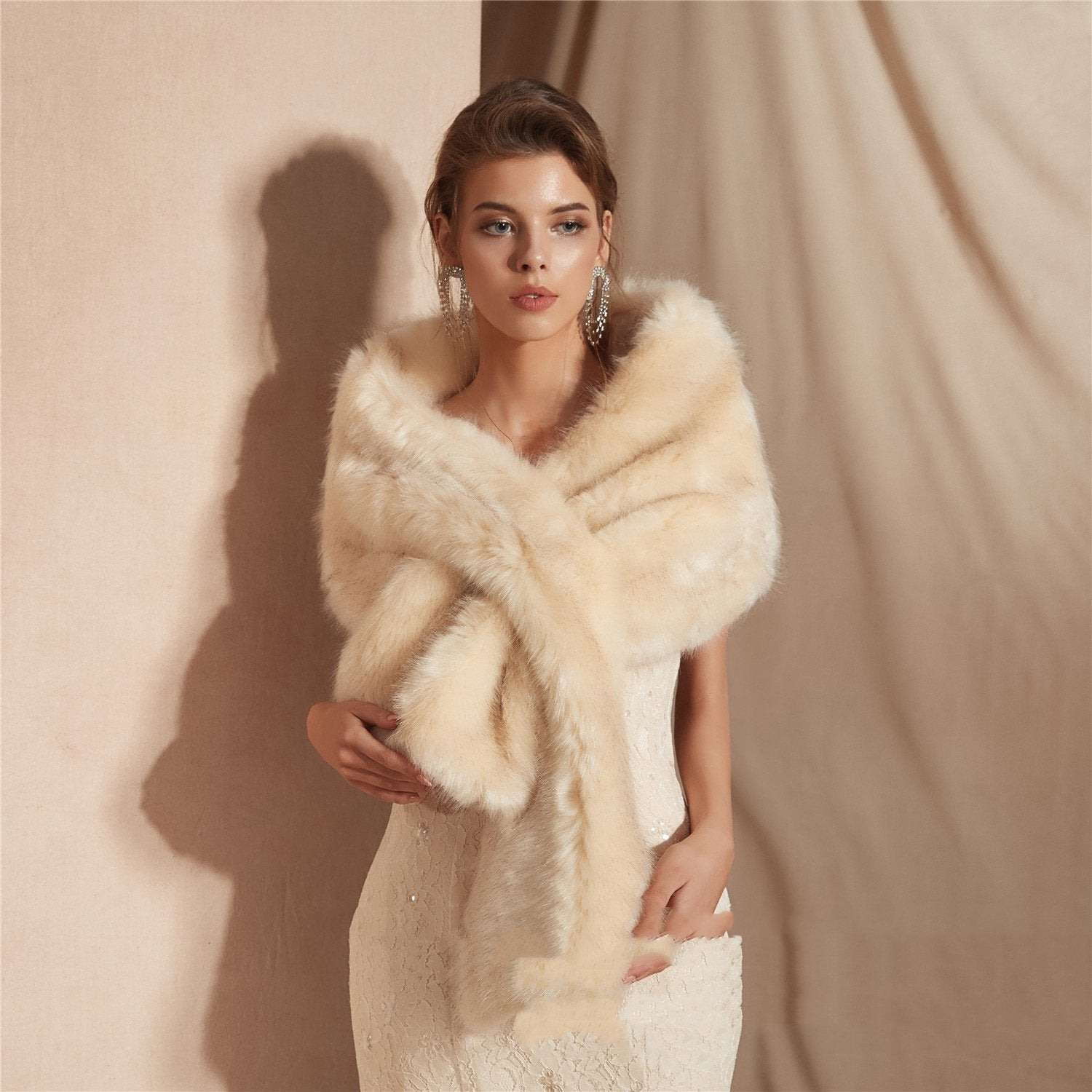 Winter Faux Fox Fur Shawl for Women