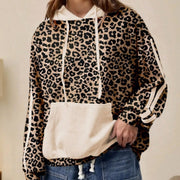 Retro Leopard Hoodie for Women - Loose Fit