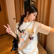 Retro Cartoon Print Loose Top for Women