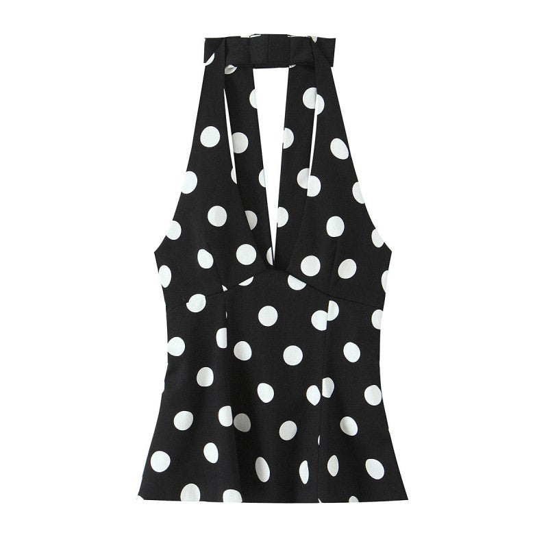 Polka-dot Halter-neck Top for Women