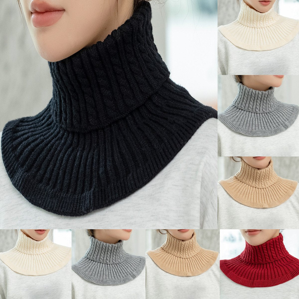 Geometric Scarf for Women - Solid Color Neck Warmer