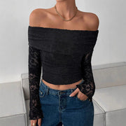 Elegant Off-Shoulder Slim-Fit Long-Sleeve Top
