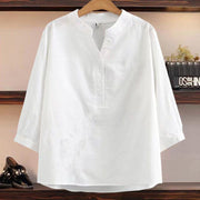 Women's Casual Cotton Linen Three-Quarter Sleeve Top