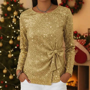 Shiny Bow-Knot Long-Sleeve Women's Pullover