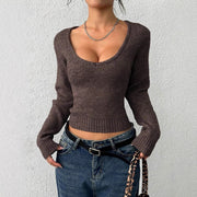 Women's Solid Color Off-Shoulder Long Sleeve Top
