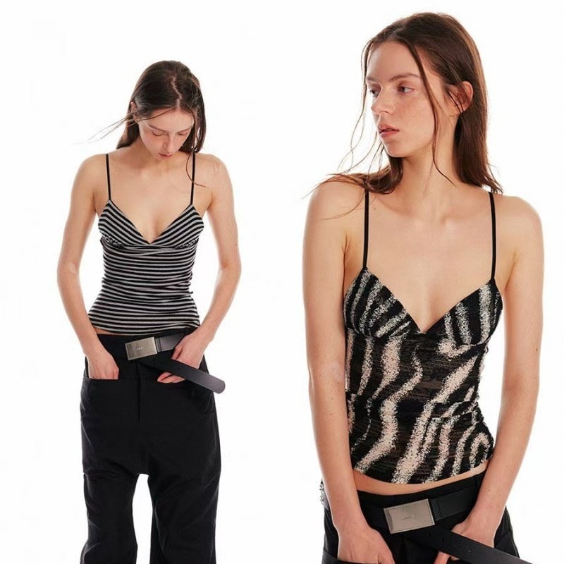 Elegant Striped Slim-fit Camisoles for Women