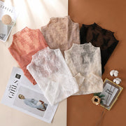 Women's Slim-Fit Mock Neck Mesh Long-Sleeve Top