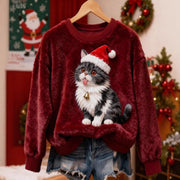 Cozy 3D Digital Print Flannel Sweatshirt for Women