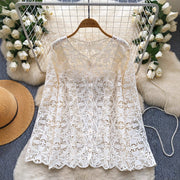 Elegant Women's Hollow Out Crochet Lace Top