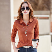Women's Casual Long-Sleeve Button-Front Slim Tee