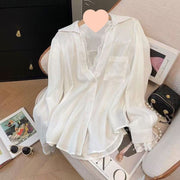 Chic Lace Panelled Faux Two-Piece Long-Sleeve Top