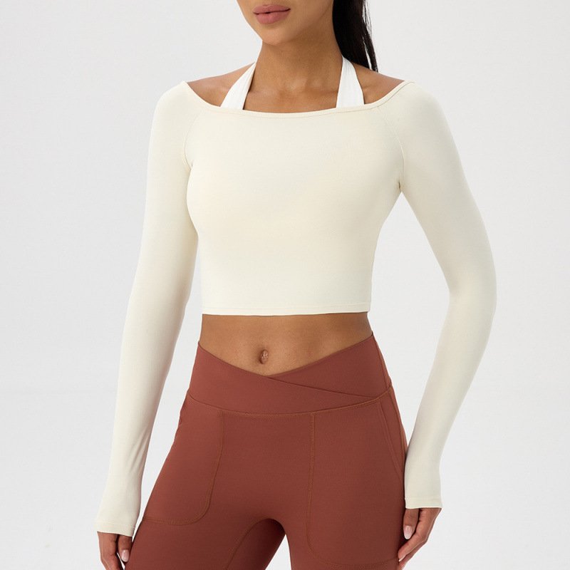 Women's Off-Shoulder Fitted Fitness Top