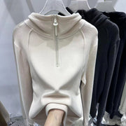 Women's Chic Half-Zip Chenille Pullover Base-Layer Top