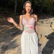 Sexy Lace Trim Halterneck Top