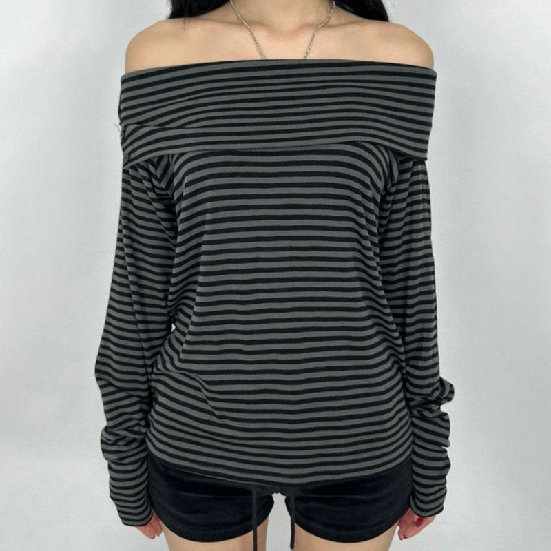 Chic Striped Print Casual Long-Sleeve Top for Women