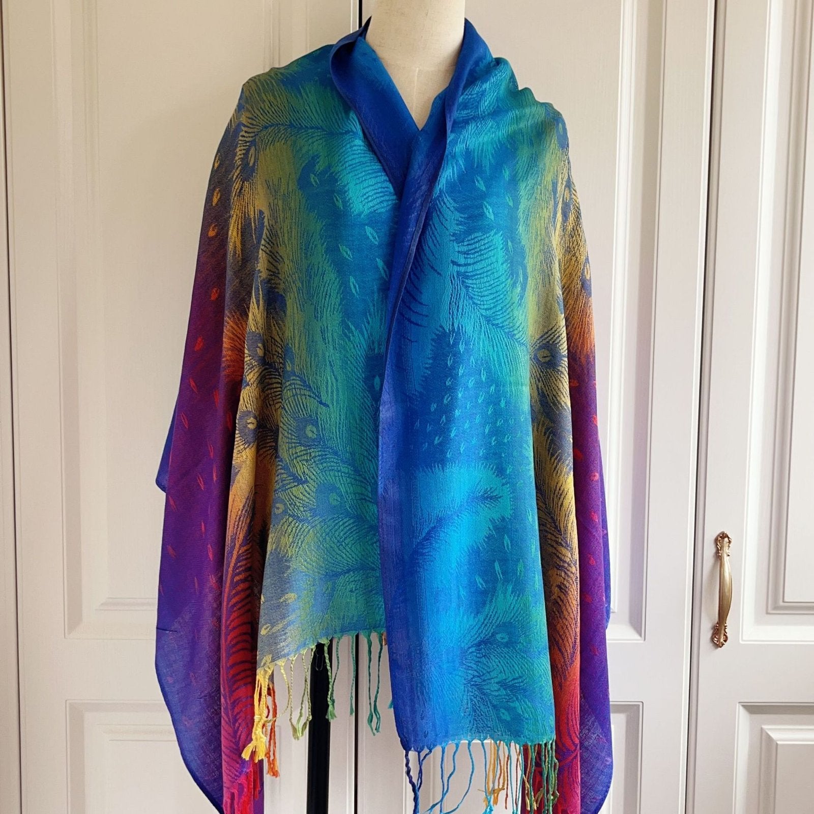 Ethnic Tassel Scarf for Women - Soft Cotton Twill Shawl