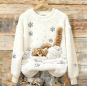 Christmas Flannel Hoodie for Women - Cozy Digital Print