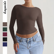 Chic Slim-Fit Long-Sleeve Solid Women's Base Tee