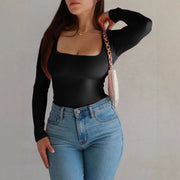 Women's Solid Long-Sleeve Casual Pullover Top