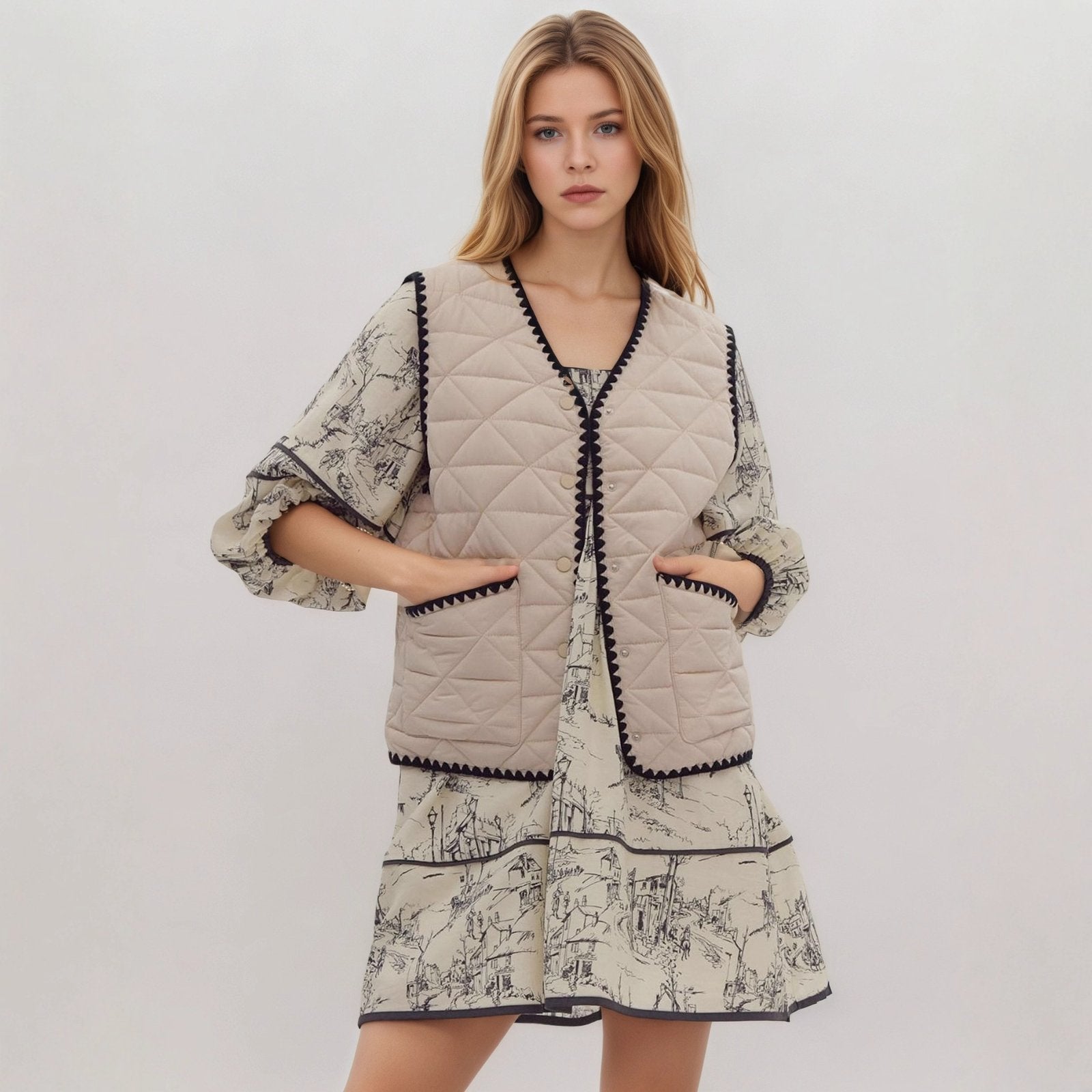 Warm Women's Cotton Padded Vest, Designer Style
