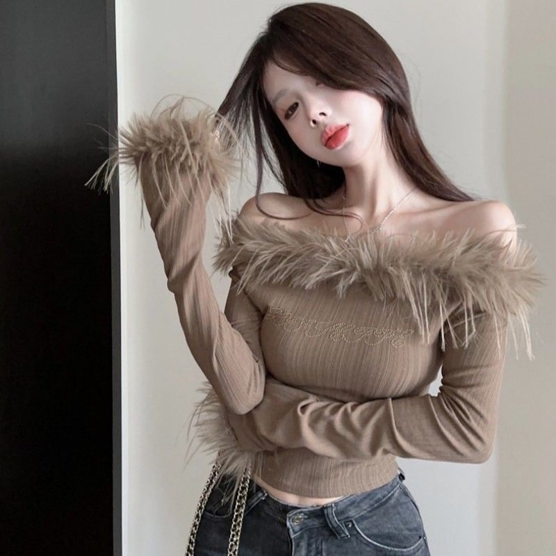 Sparkling Rhinestone Long-Sleeve Crop Top