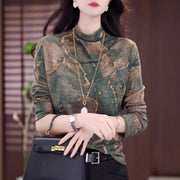 Elegant Printed Long-Sleeve Blouse