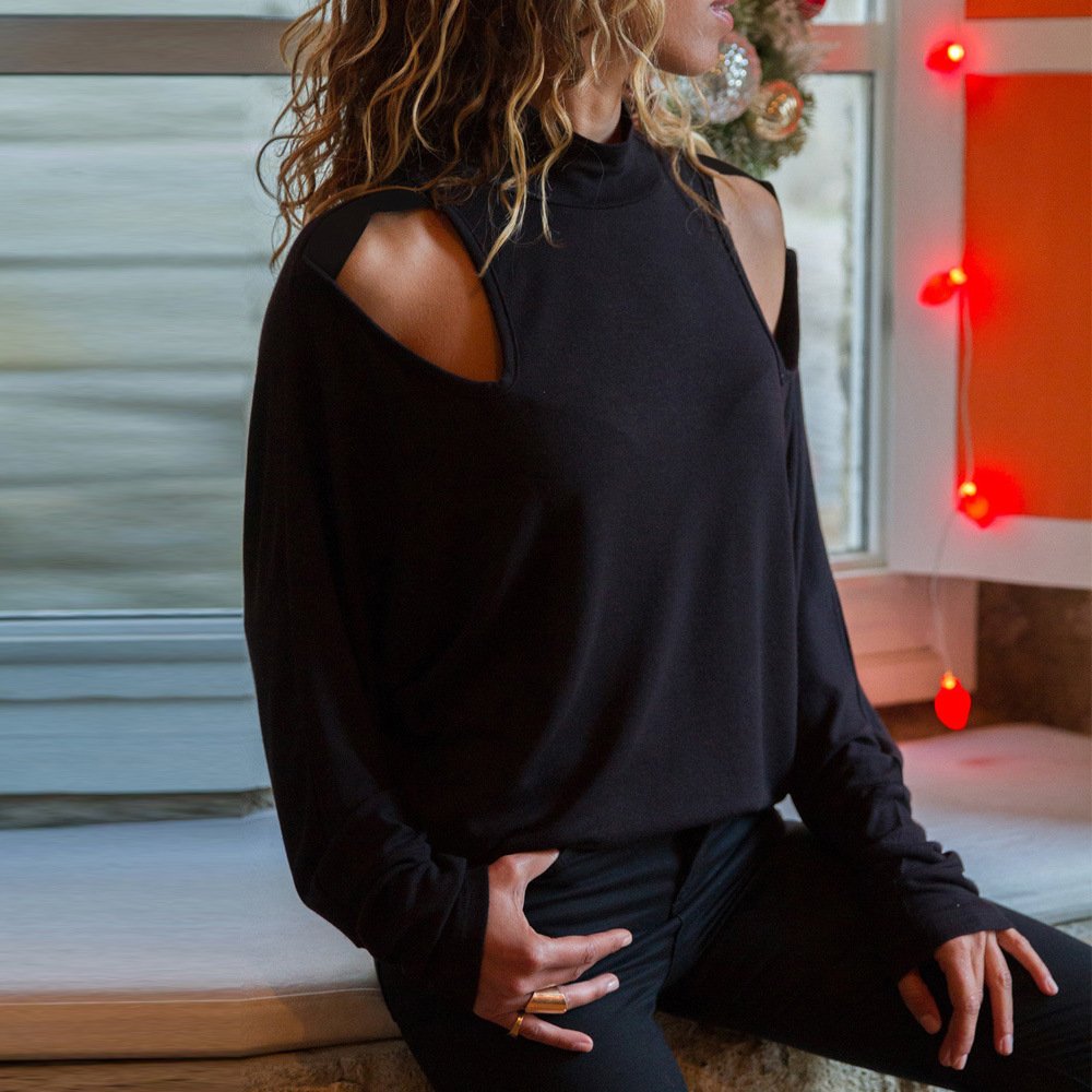 Loose Mock Turtleneck Long Sleeve Tee
