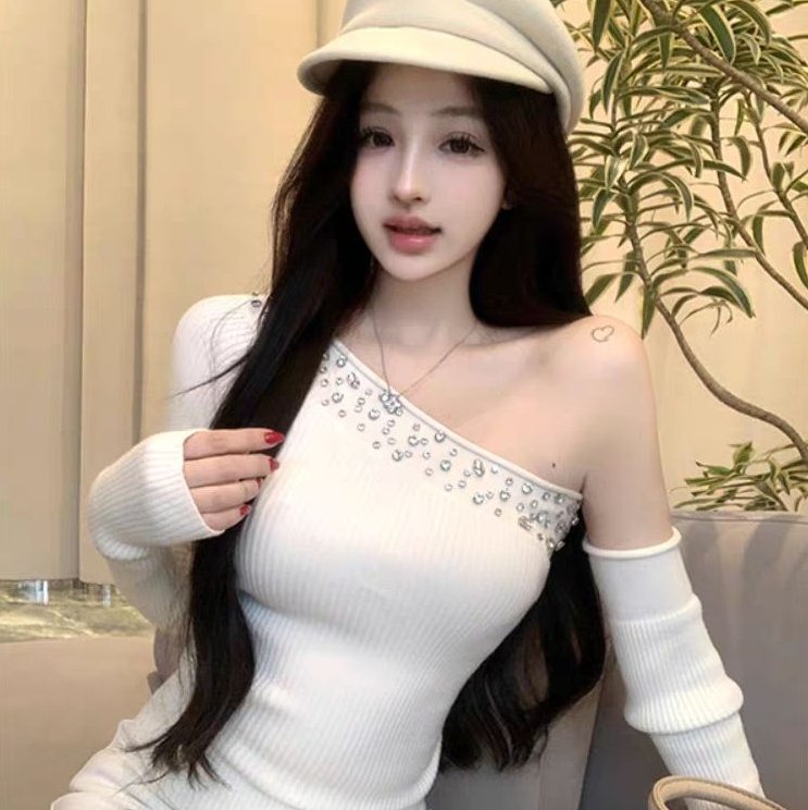 Asymmetrical Cropped Long-Sleeve Top