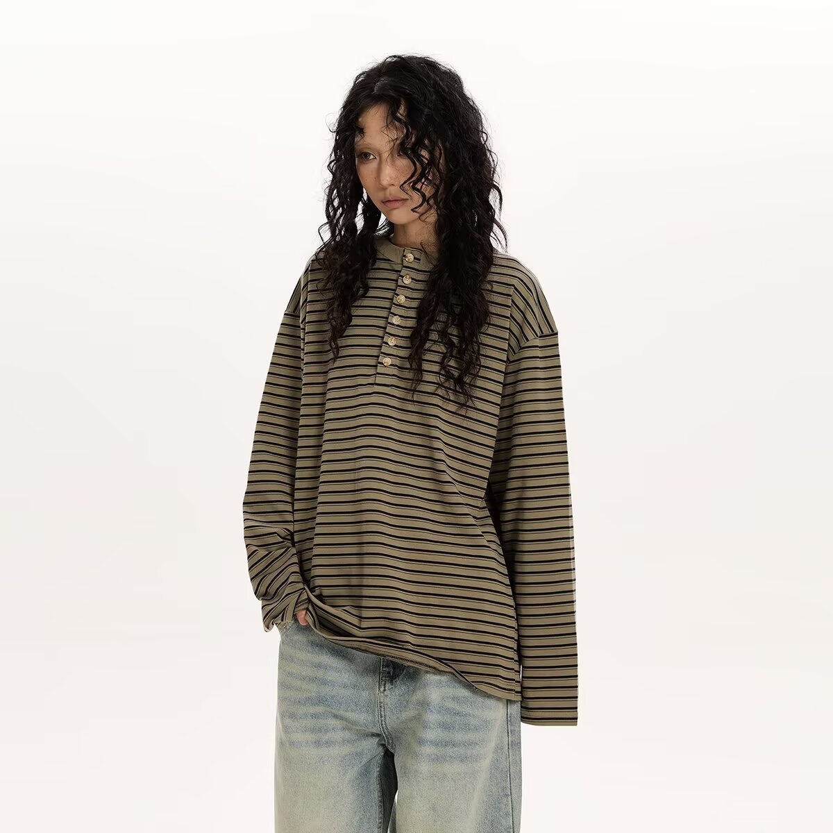 Women's Casual Striped Long-Sleeve Loose Top