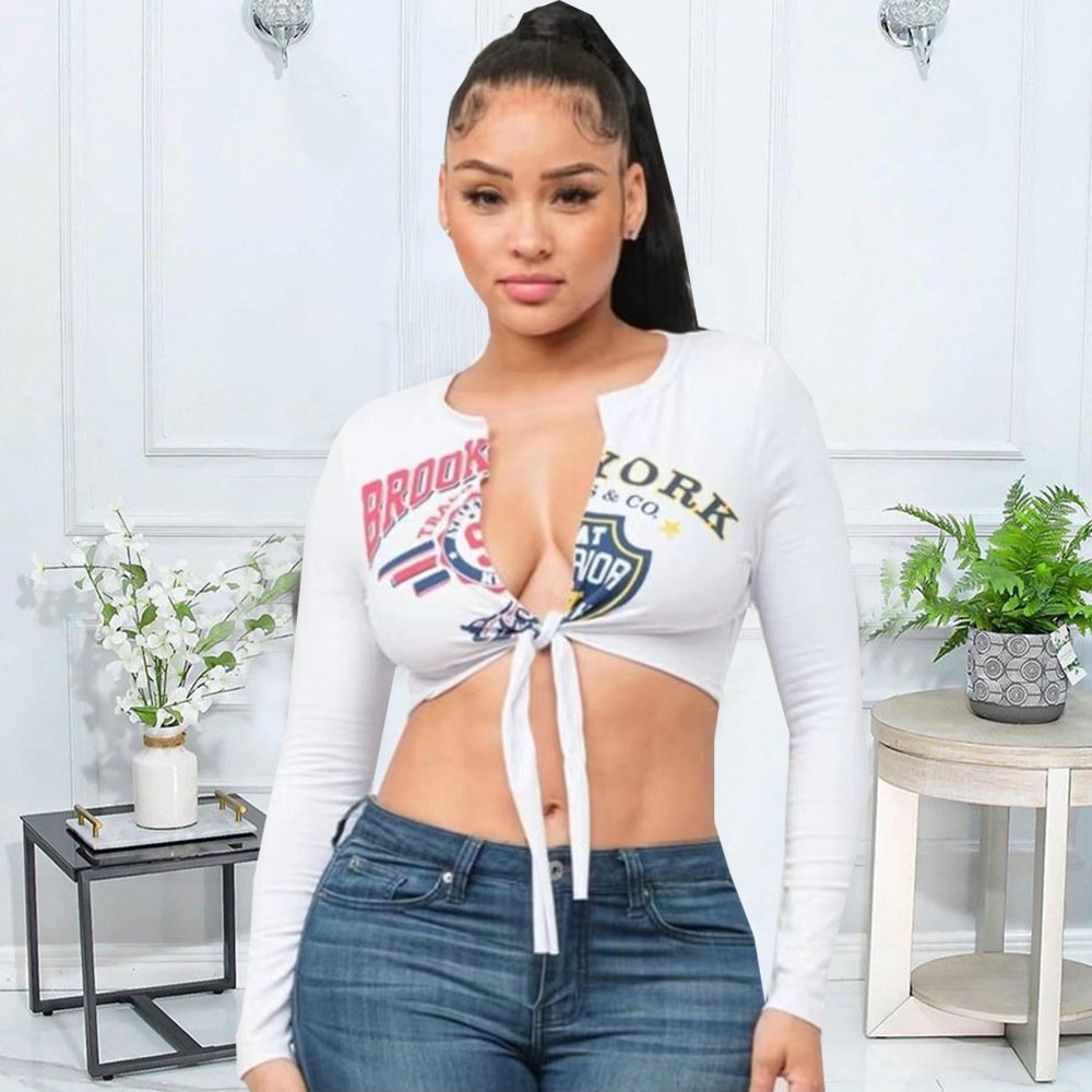 Women's Hollowed-Out Strappy Long-Sleeve Street Fashion Top