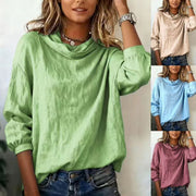 Asymmetrical Neck Loose Satin Pullover Top