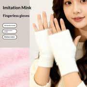 Warm Women's Half-Finger Gloves for Cold Weather