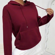 Casual Solid-Color Hoodie Top for Women