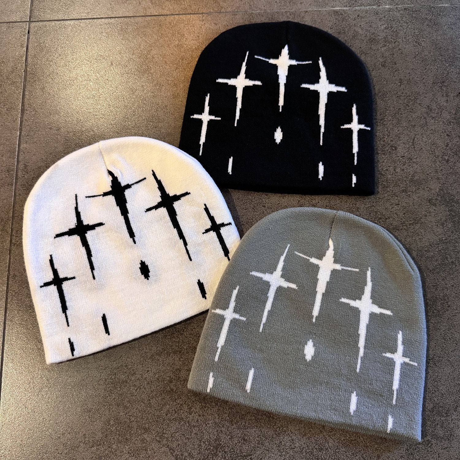 Unisex Y2K Retro Knit Cross Cap