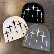 Unisex Y2K Retro Knit Cross Cap