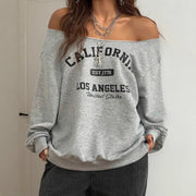Trendy Asymmetrical Slanted Shoulder Letter Print T-Shirt