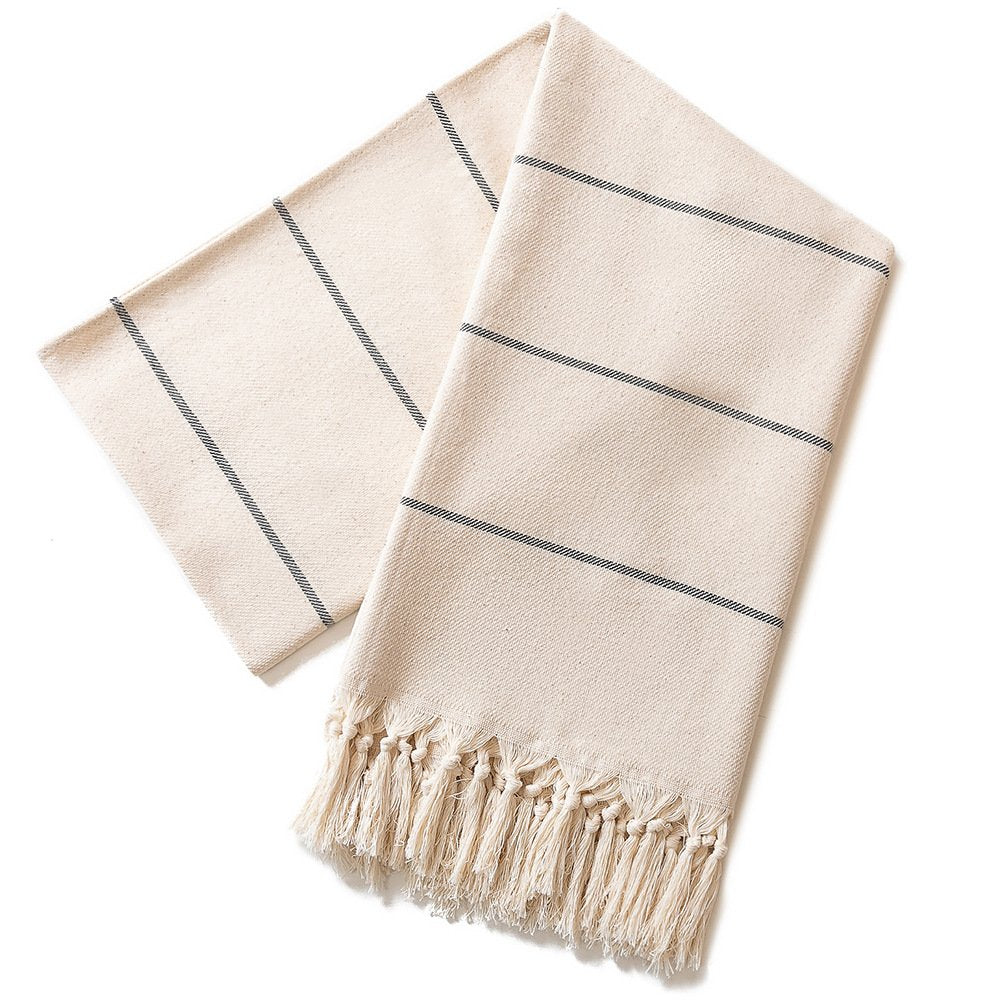 Luxurious Cream Tassel Beach Towel