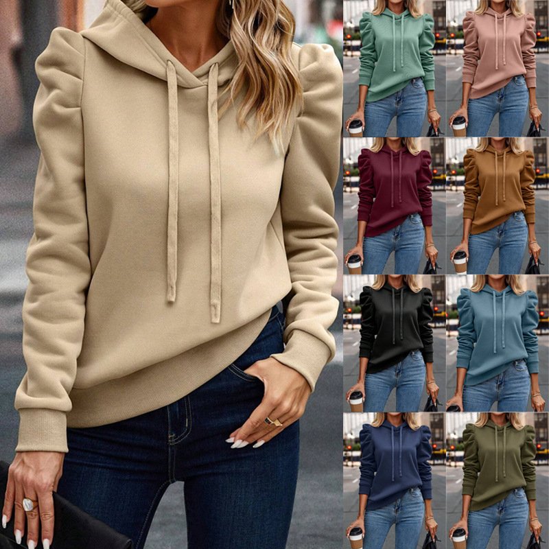 Casual Women's Hoodie with Lapel and Hood