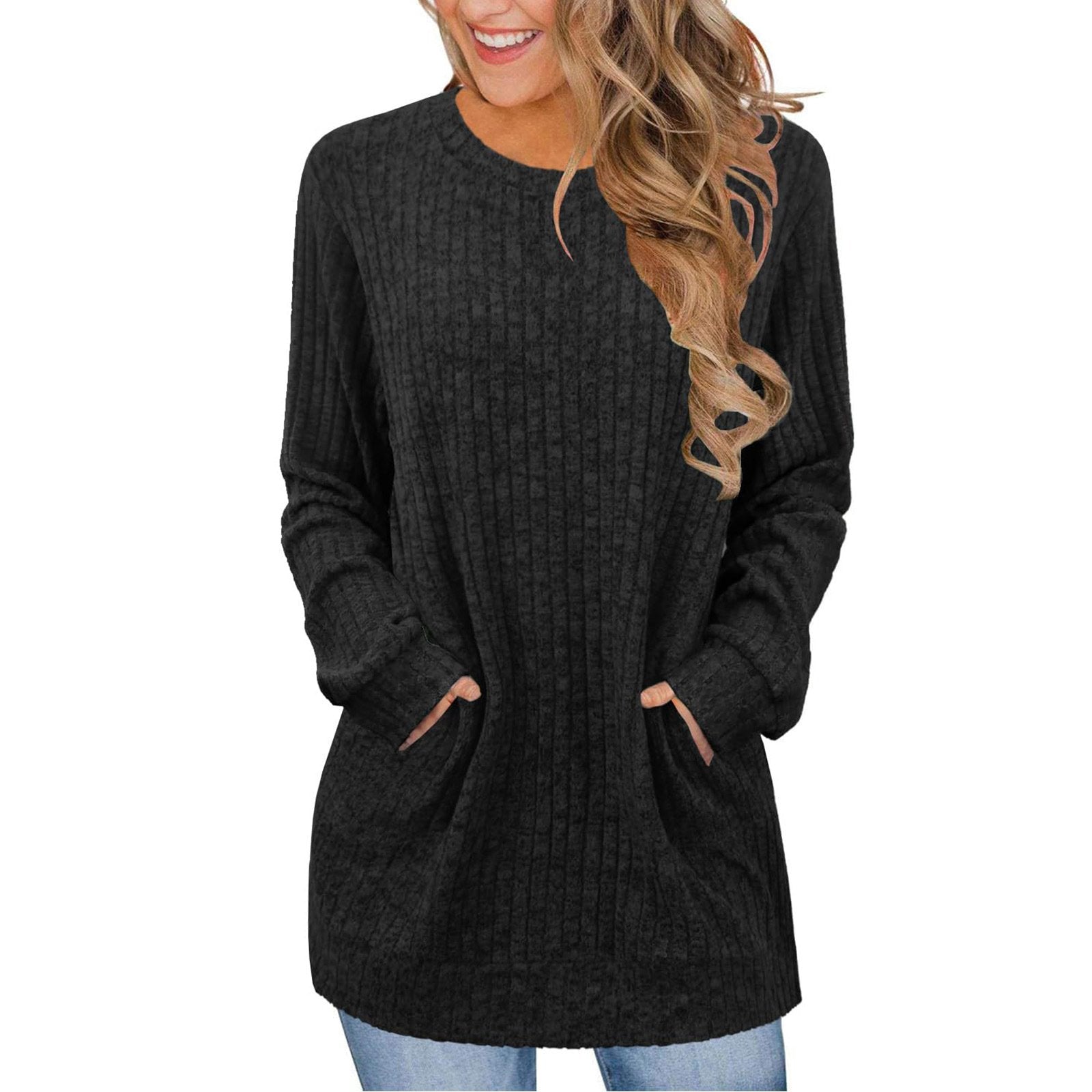 Cozy Ribbed Crewneck Long-Sleeve Sweater