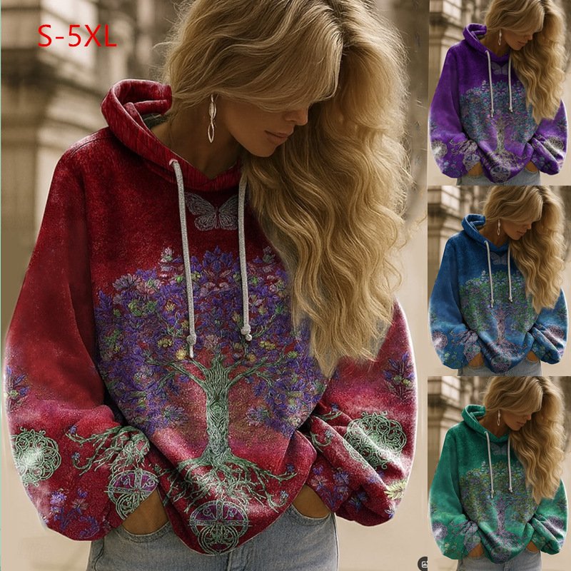 Women's Casual Long-Sleeve Printed Hoodie