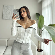 Slim-Fit Long Sleeve Solid Women's Top