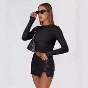 Women's Slim Fit Round Neck Long Sleeve Base Layer Top