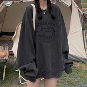 Relaxed-fit Women's Casual Hoodie with Crew Neck