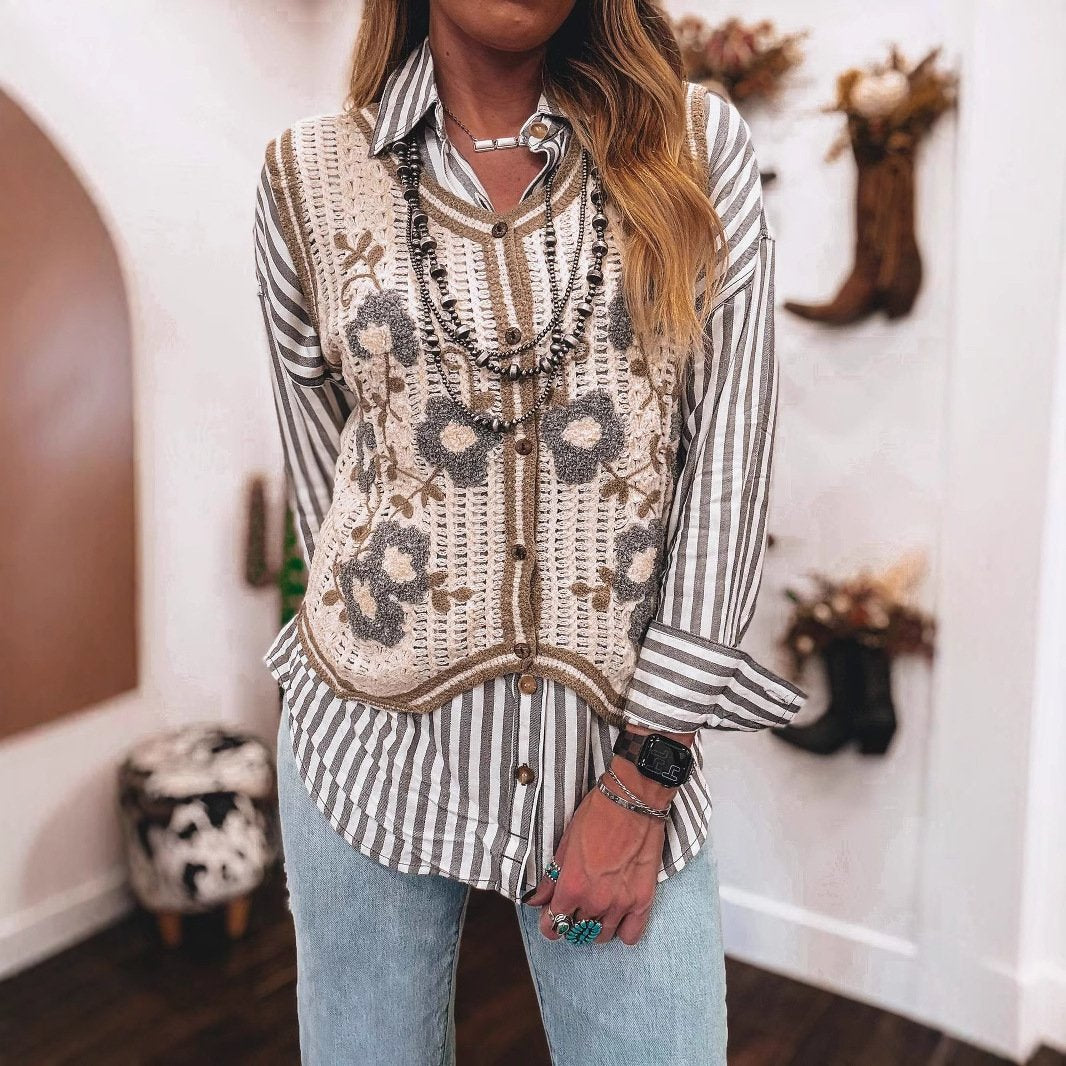 Embroidered Hollow Sleeveless Cropped Vest Top