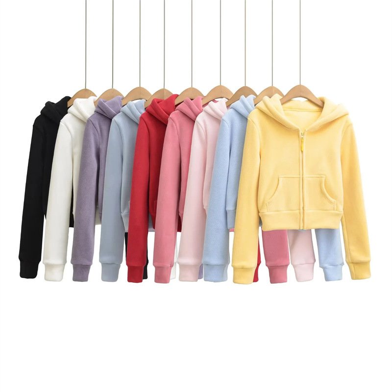 Petite Women's American-Style Cropped Fleece Hoodie