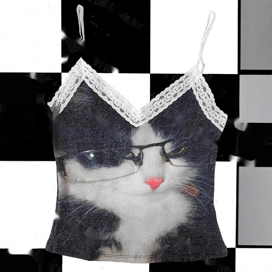Cute Animal Print Cropped Vest for Women